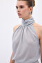 Sleeveless Shiny Blouse - Silver - 7