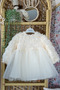 Baby Girl Long Sleeve Dress with Bow and 3D Rose Appliqué for Birthday Party, Wedding, Special Occasion, Cotton Dress - 5