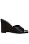 Women Recycled Faux Leather Wedge Sandals in Black - 2