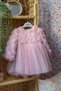Baby Girl Long Sleeve Dress with Bow and 3D Rose Appliqué for Birthday Party, Wedding, Special Occasion, Cotton Dress - 7