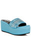 Women Diamante & Rhinestone Detail Flatform Sandals in Light Blue