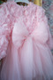 Baby Girl Long Sleeve Dress with Bow and 3D Rose Appliqué for Birthday Party, Wedding, Special Occasion, Cotton Dress - 6
