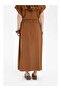 Linen Blend A-Line Midi Skirt Terra Cotta - 5