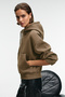 Selene Women's Hooded Kangru Pocket Regular Fit Mink Sweatshirt - 5