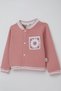 Donino Girls' Tracksuit Set with Floral Knit Pocket Detail and Snap Fasteners, Ages 2-5, Dusty Rose - 6