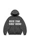 Rockstar Girlfriend Zipper Zip Hooded Unisex Washable Black Sweatshirt - 2