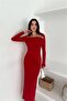 Women Draped Boat Neck Dress with Gold Accessories Nbk4386 - 3