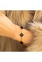 Steel Bracelet Four Leaf Small Clover Black Stone Length 18 cm Gold - 3