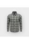 Regular Fit Winter Long Sleeve Button-Up Collar Plaid Grey Shirt 4042g - 4
