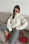 Women's White Half Fisherman Knitwear Sweater