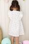 Girl's Dress with Floral Pattern and Front Button Detail, Ages 2-6, Ecru - 2