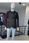 Cotton Slim Fit Slim Fit Mono Collar Flexible Blazer with Flap Pockets Navy Blue Jacket