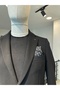 Cotton Slim Fit Slim Fit Mono Collar Flexible Blazer with Flap Pockets Navy Blue Jacket - 2