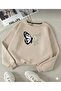 Women/Girls Zero Neck Butterfly Daisy Print Sweatshirt Oversized Cut