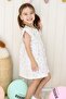 Girl's Dress with Floral Pattern and Front Button Detail, Ages 2-6, Ecru - 3