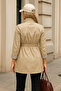 Women's Premium Zippered Striped Beige Short Trench Coat - 6