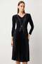 Skirt with Pleated Stone-Embroidered Dress - 4