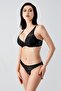 Women's Supported Push-Up Black Bra Set – Lace Embroidered Model C0T6N1433 - 3