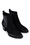Women's Genuine Leather Black Nubuck Heeled Boots - 2