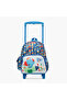 Fisher- Printed Trolley Backpack with Retractable Handle and Zip Closure - 12 inches - 6