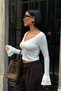 Stylish Button Detailed Spanish Sleeve White Blouse - 8