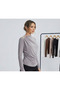 Women's Gray Boat Neck Shoulder Buttoned Long Sleeve Sandy Fabric Blouse
