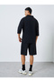 Black Boxy Polo T-Shirt and Shorts Co-ords - 5