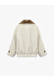 Detachable Faux Fur Collar Short Cashmere Coat Buttoned Long Sleeve with Pockets - 3