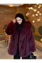 Women's Lined Buttoned Fur Coat - Suitable for Hijab - 2