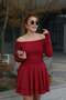 With Bouquet Women's Thin Scuba Fabric Skirt Double Layer Madonna Collar Long Sleeve Mini Dress - 3