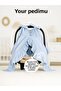 Muslin Blue Color Ruffle Detailed Stroller Cover and Stroller Cushion Set