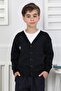 8-9-10-11-12 Years Old Dark Blue Buttoned Knitwear School Children's Cardigan - 3