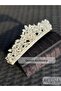 Aluna White Crystal Stone with Pearls Luxury Design Engagement Bridal Tiara Metal Crown High Authentic Motif - 5