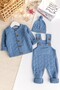 Knitwear Cardigan 3-Piece Adjustable Strap Knitted Baby Boy Salopet Jumpsuit Set