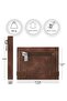Marseille Brown Zippered Genuine Leather Wallet with Mirror Elastic Rfid Protection Men Women