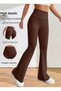 Women's Brown Spanish Leg Opening Diving Fabric High Waist Recovery Leggings Pants