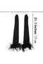 Long Furry Satin Bridal Wedding Gloves For Women Long Prom Party Gloves Black - 4