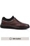 Brown - Genuine Leather, Laceless Leather Men's Sneaker Shoes - 3