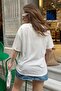 Women's White Blue Bird Patterned Combed Cotton Tshirt 40871011 - 4