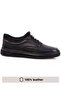 Black - Genuine Leather, Laceless Leather Men's Sneaker Shoes - 3
