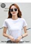 White Women's Crew Neck Slimfit T-Shirt Stretchy Stretch Fabric 100% Cotton Summer - 2
