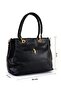 Women's Soft Leather Black Shoulder and Hand Bag - 5