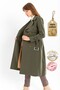 100% Cotton Gabardine Long (110cm) Lined Belted Women's Trench Coat 1111