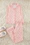 Pink 100% Cotton Floral Bias Knitted Pajama Set Thmaw25Pt00202 - 2