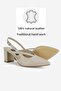 Women's Beige Genuine Leather Heeled Open-Back Shoes Size 34-35-41-42 - 4