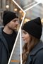 Unisex Winter Leather Label Detailed Black Wool Beret - 4