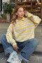 Yellow Polo Neck Striped Women's Knitwear Sweater Mg2469 - 3