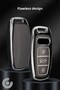 Audi Compatible A3, A4, A6, A7, A8, B9, C8, 4K, D5, S7, S8, Q7, Q8, E-Tron Silver Edge Tpu Key Case Cover (White) - 7