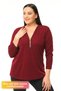 Large Size Zippered Collar Comfort Model New Season Soft Textured V-Neck Stylish Daily Knitwear Sweater