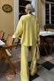 Yellow Crew Neck Oversize Sweater-Pants Knit Women's Bottom-Top Set - 5